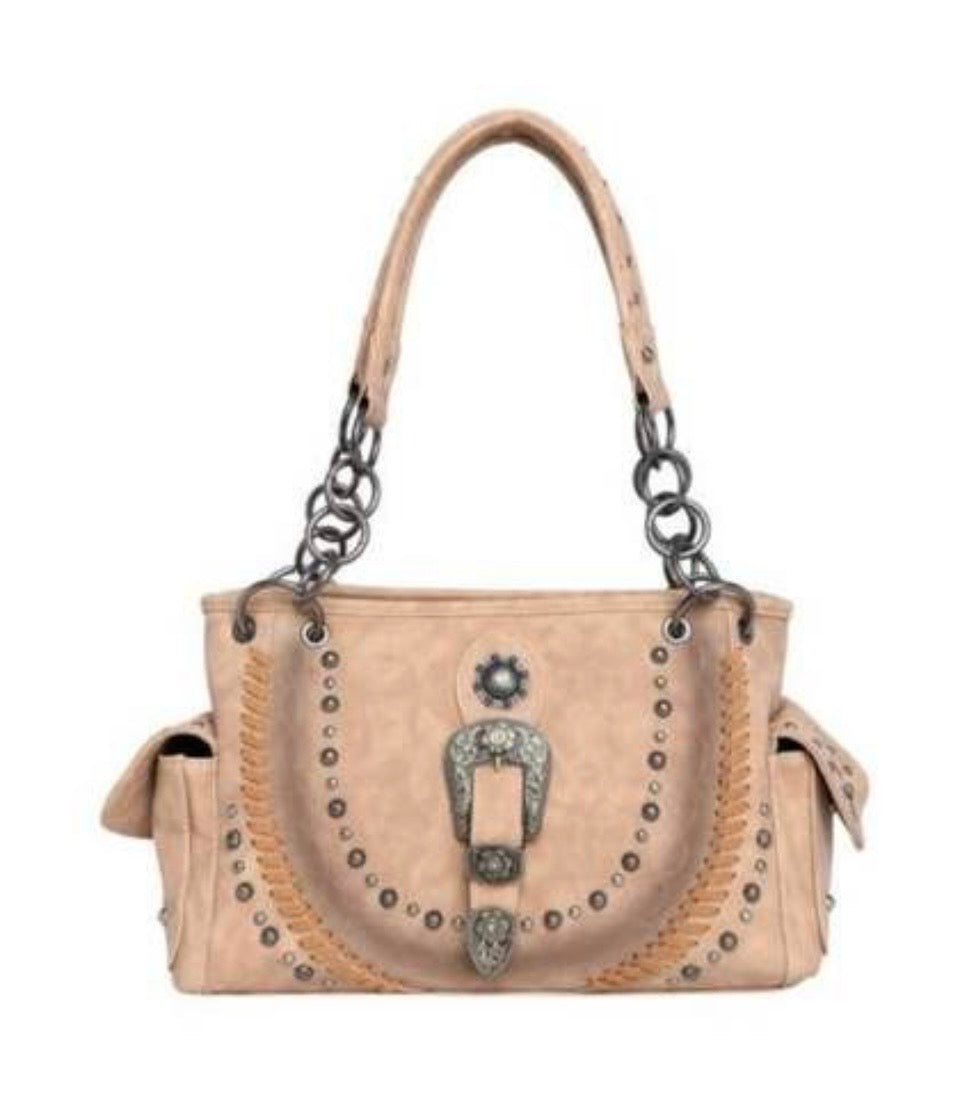 Montana West Buckle Concealed Carry Tote - Tan