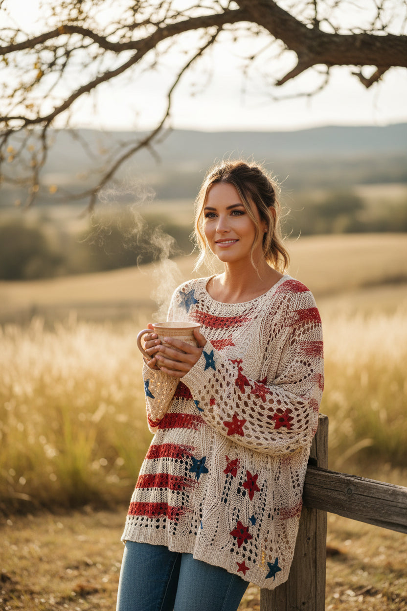 Stars & Stripes Patriotic Crochet Sweater
