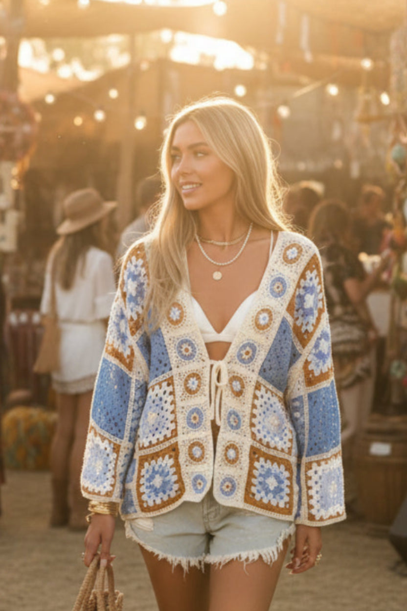 Granny Squares & Circles Tie-Front Cardigan No. 2