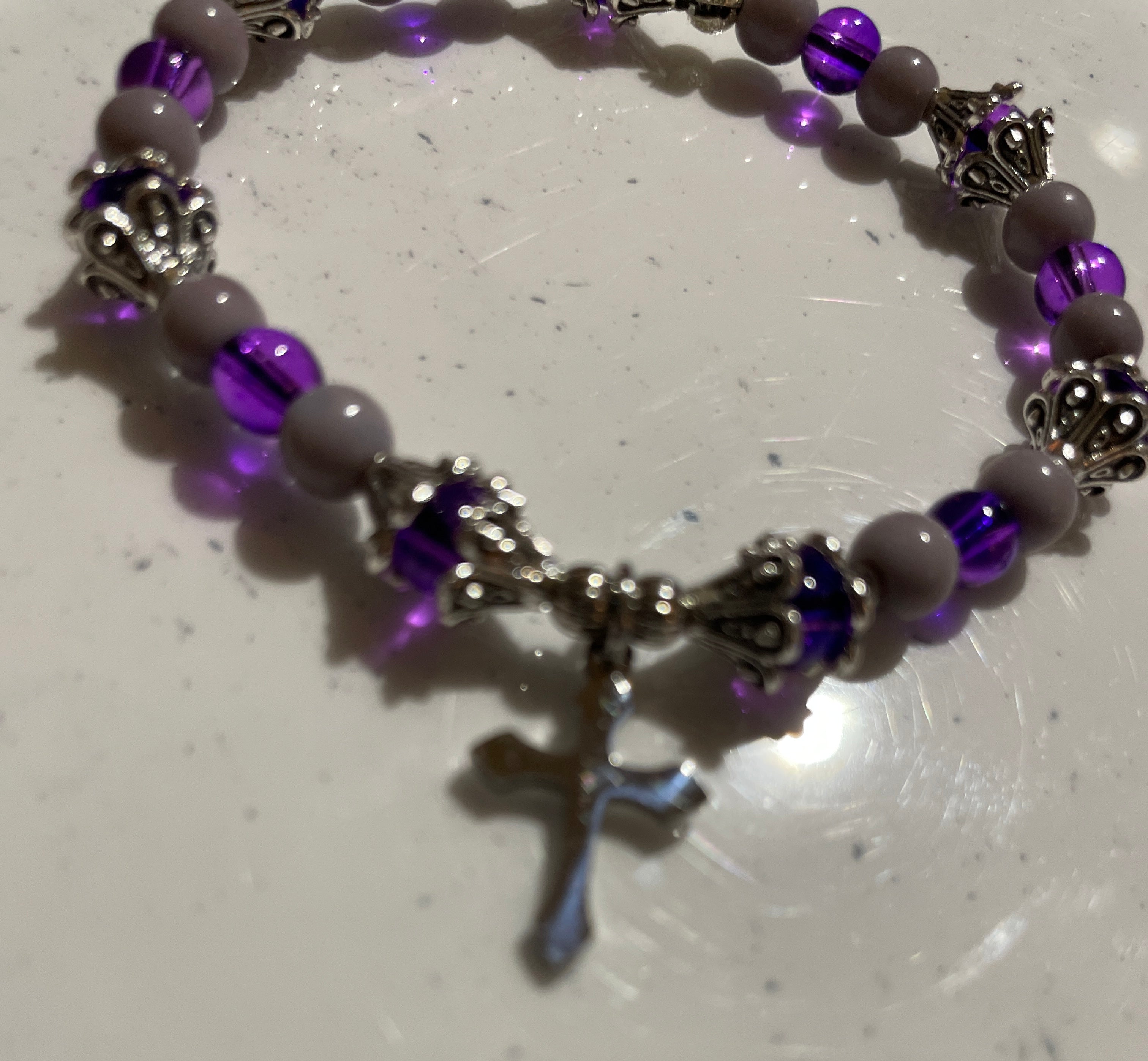 Grace in Purple Cross Bracelet