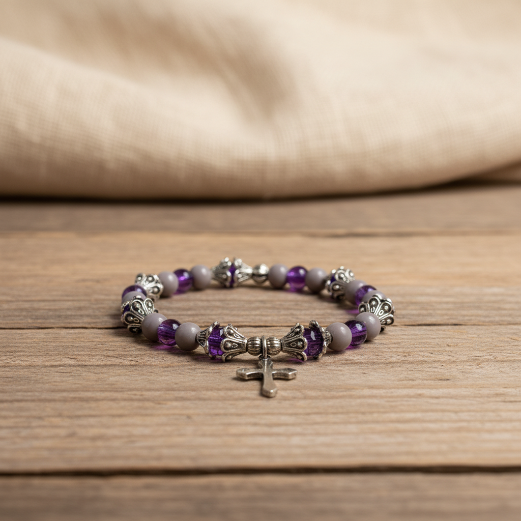 Grace in Purple Cross Bracelet