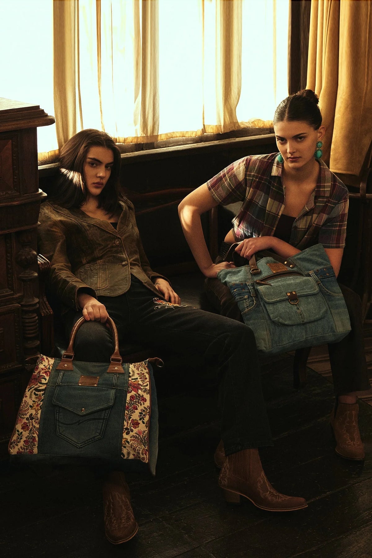 Myra Ashley Adventure Denim Leather Tote Bag