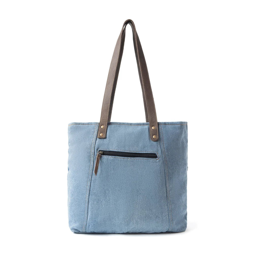 Myra Ashley Adventure Denim Leather Tote Bag