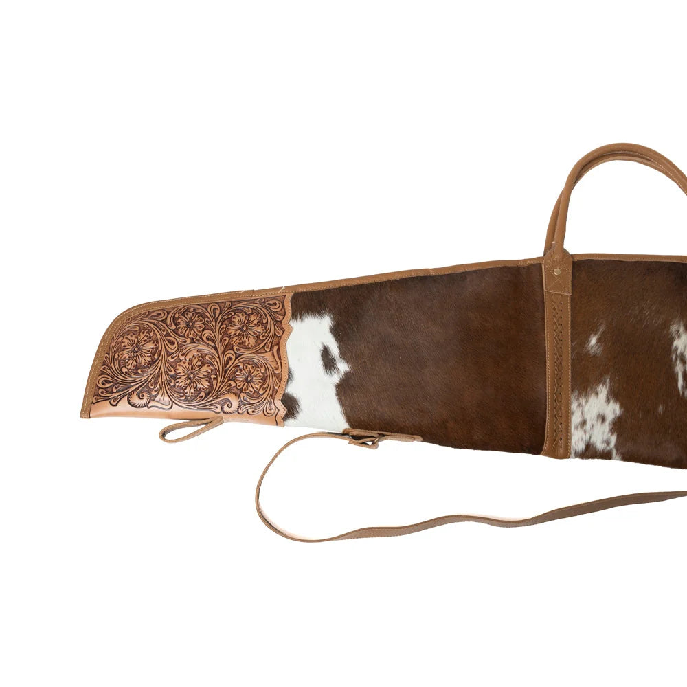 Myra Redstone Divide  Hair-on Leather Long Gun-Mocha Brown