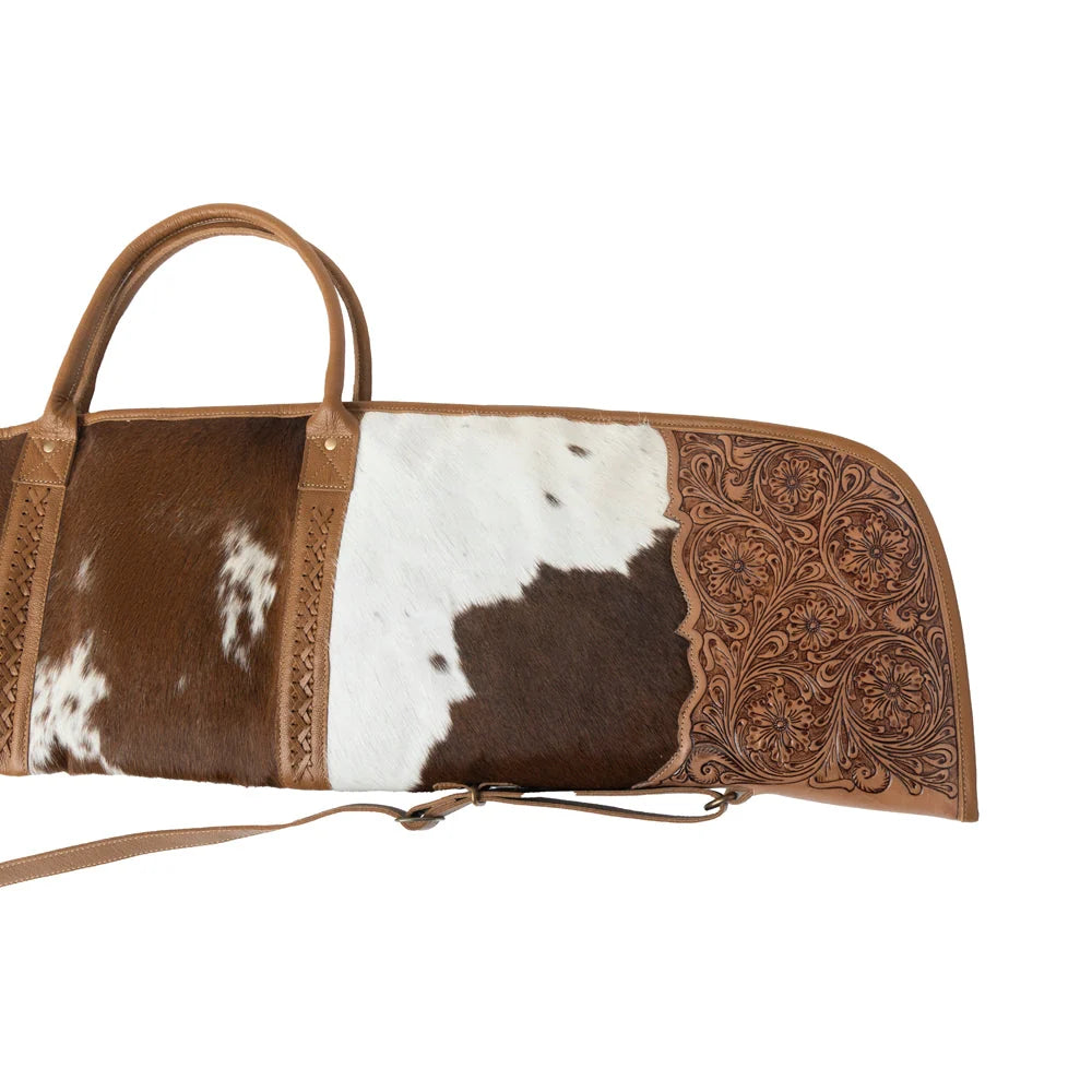 Myra Redstone Divide  Hair-on Leather Long Gun-Mocha Brown