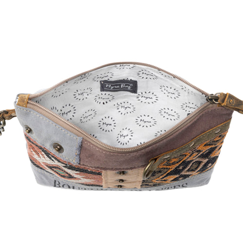 Myra Rigaud Rail Express Western Pouch interior with zipper closure and patterned lining